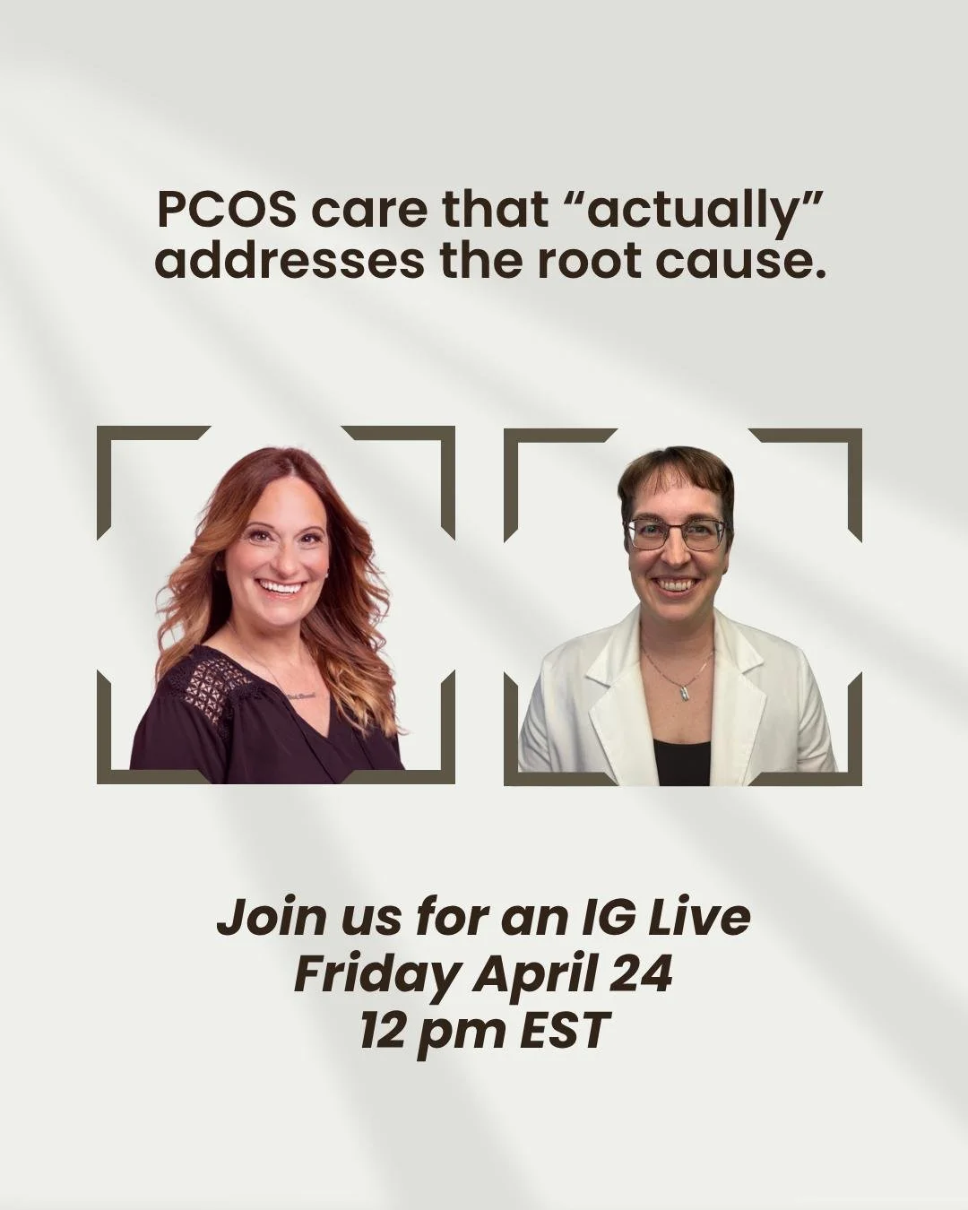 If you&rsquo;ve been told to manage your symptoms with birth control alone or that irregular cycles are &ldquo;just how your body works," you deserve a different approach.

Join us for an Instagram Live on April 24 at 12 PM EST with @fityourstyl