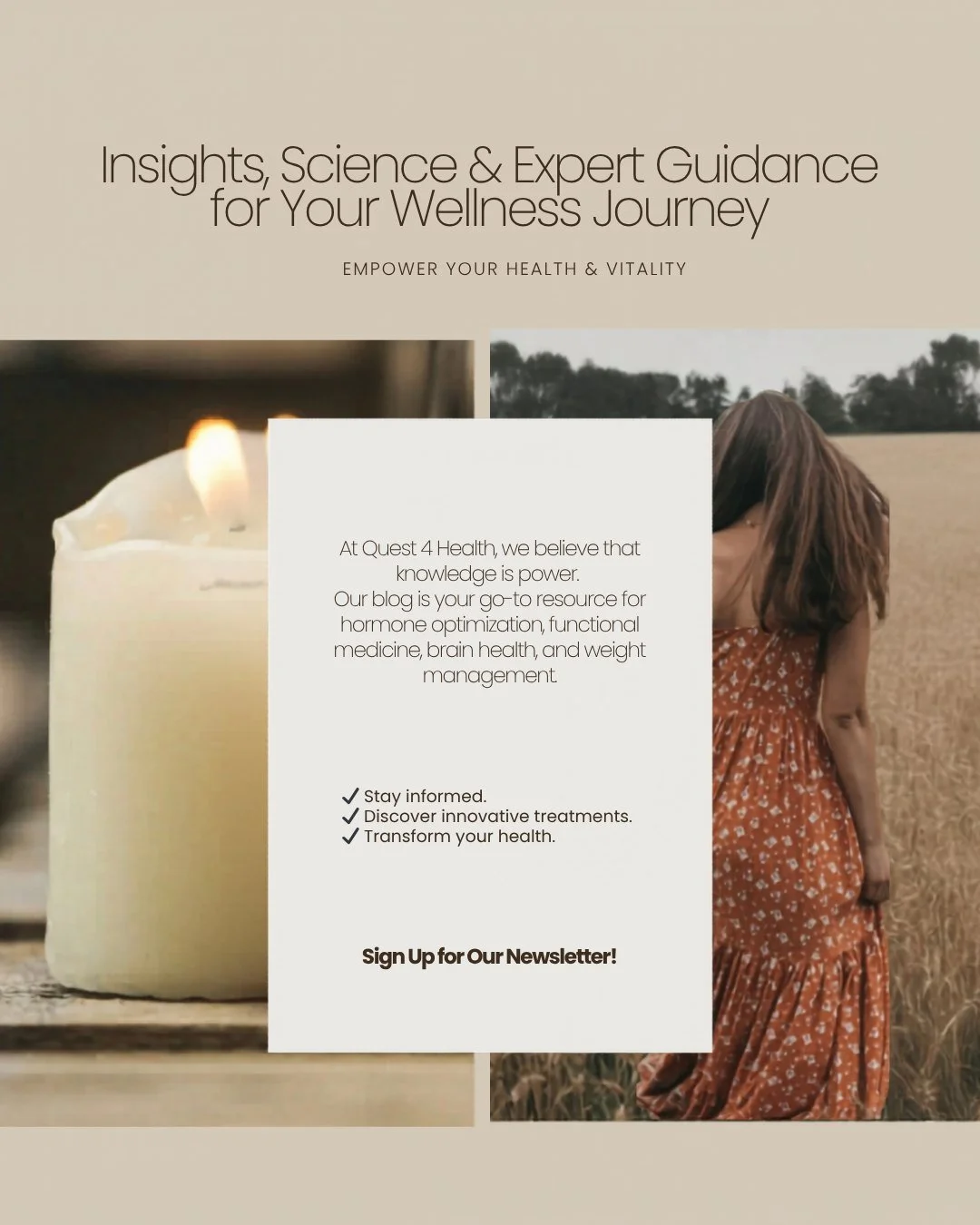 Knowledge is power 💛

Explore our blog for science-backed insights on hormone health, brain health, and more, so you can take control of your well-being.

Stay informed. Discover more. Transform your health.

#Quest4Health #HormoneHealth