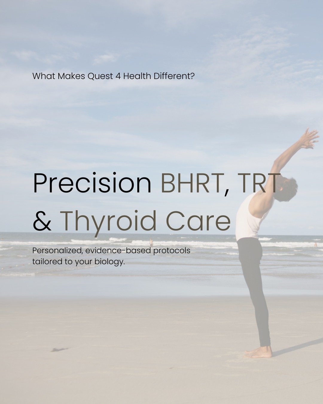 What Makes Quest 4 Health Different? 💙

✔️ Precision BHRT, TRT &amp; Thyroid Care

No one-size-fits-all protocols here.

Our personalized, evidence-based treatment plans are tailored to your unique biology, helping you optimize your hormones, energy