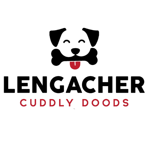 Logo featuring a dog face and bone outline with the text 'Lengacher Cuddly Doods' below.