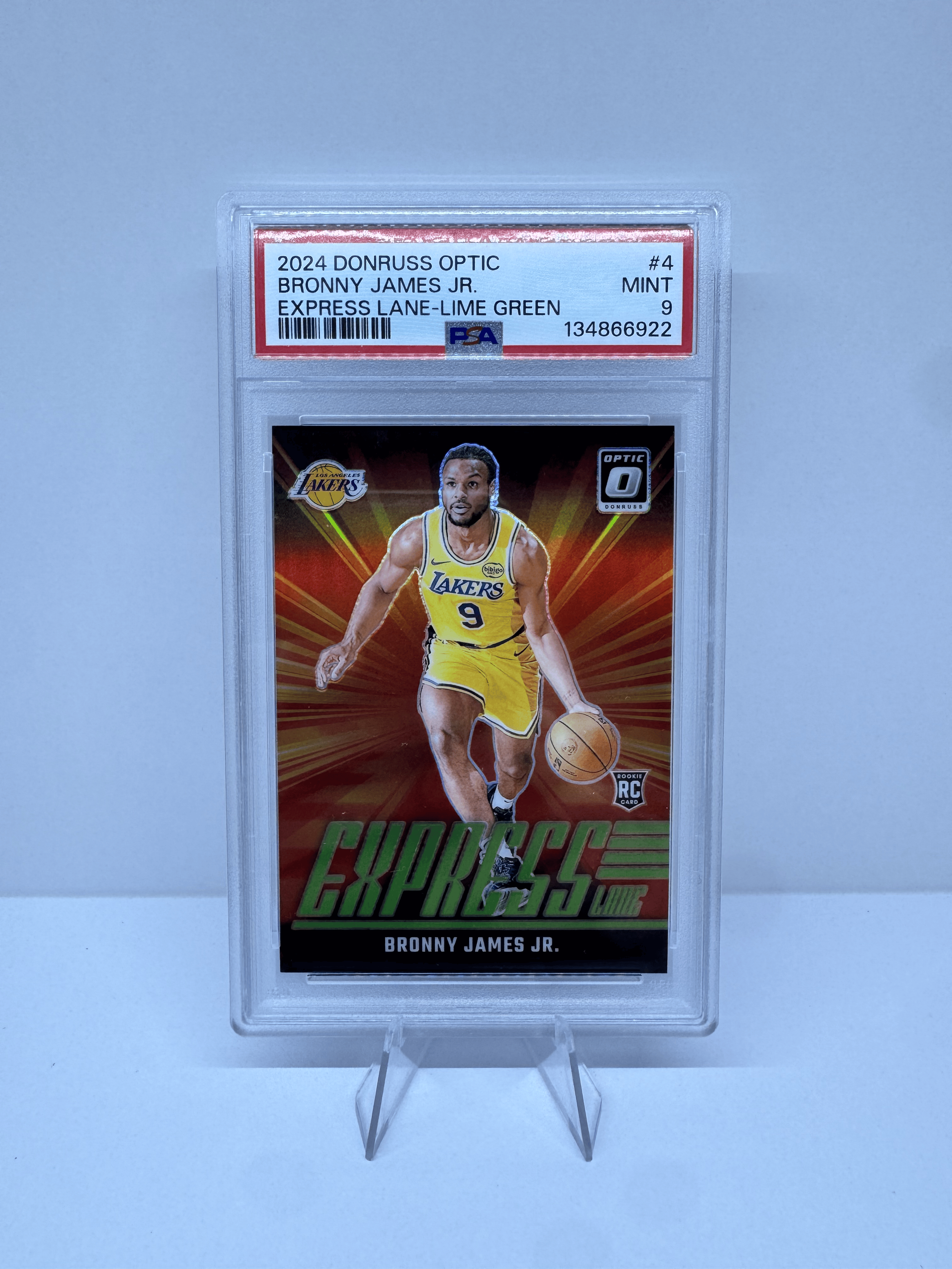 Bronny James Optic Express Lane Lime Green Rookie /199 PSA 9 2024-25