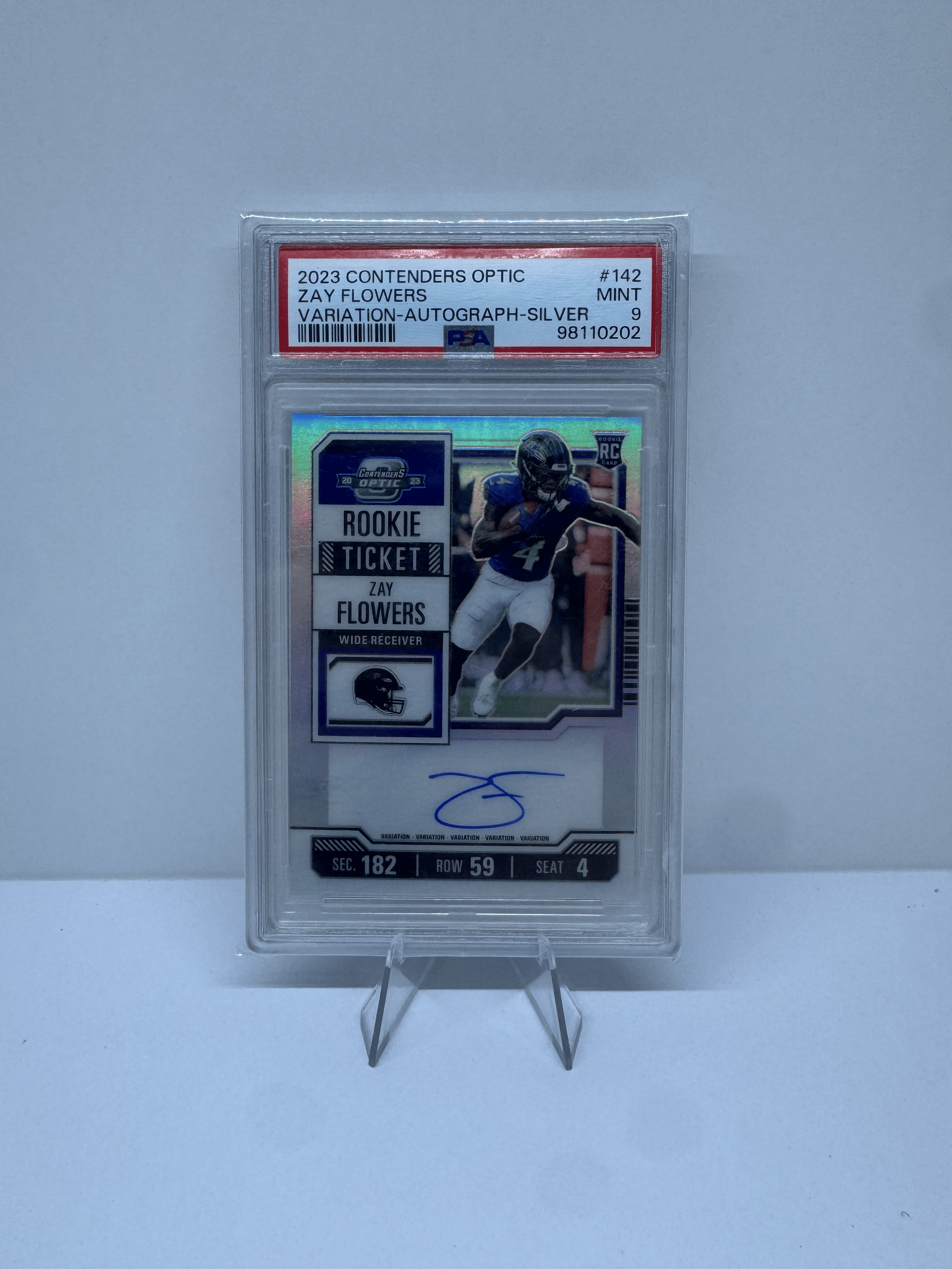Zay Flowers Contenders Optic Variation Silver Rookie Ticket Auto 2023