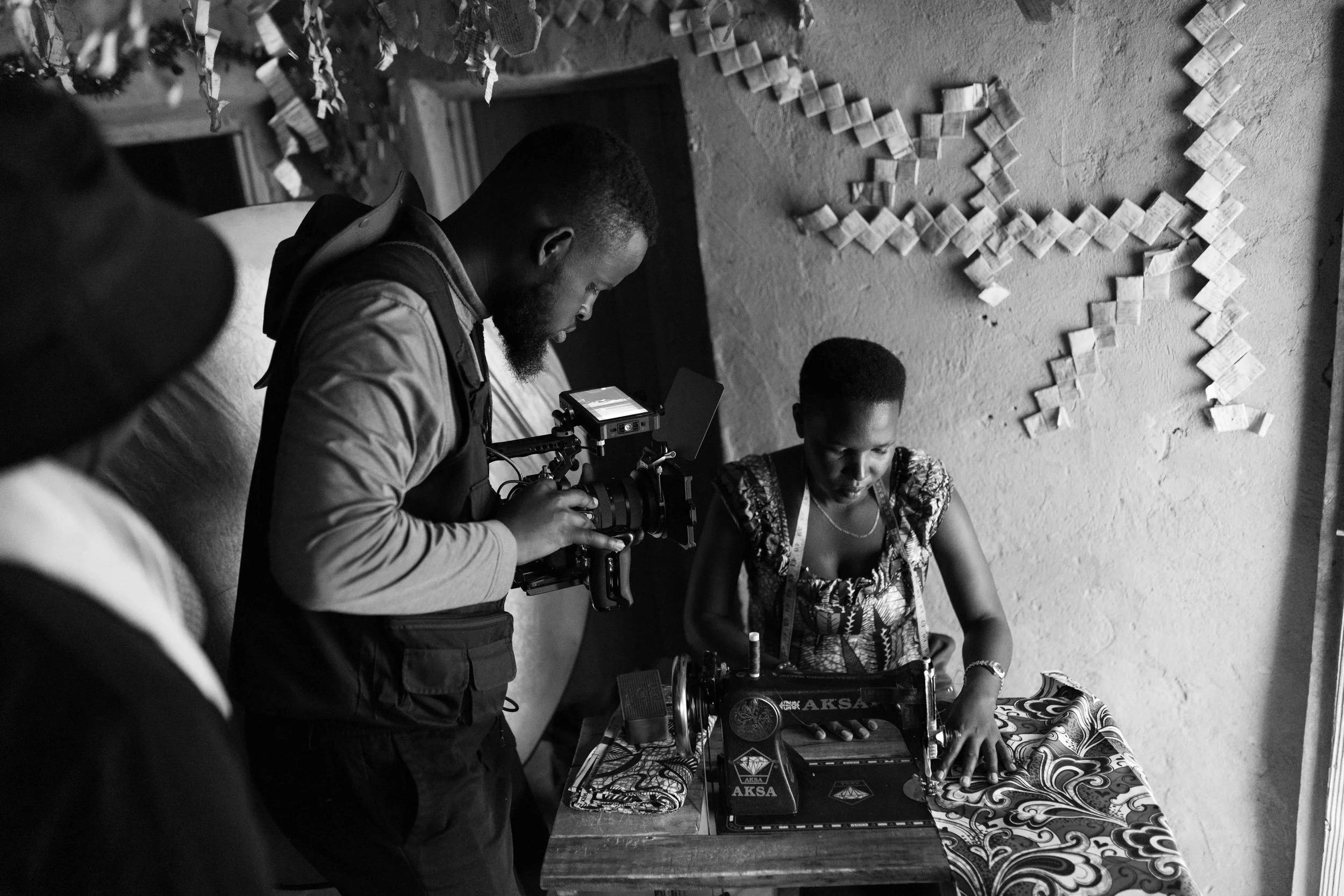 Capturing Brolls of a woman who's part of the sewing cooperative at Miyove, Gicumbi District.