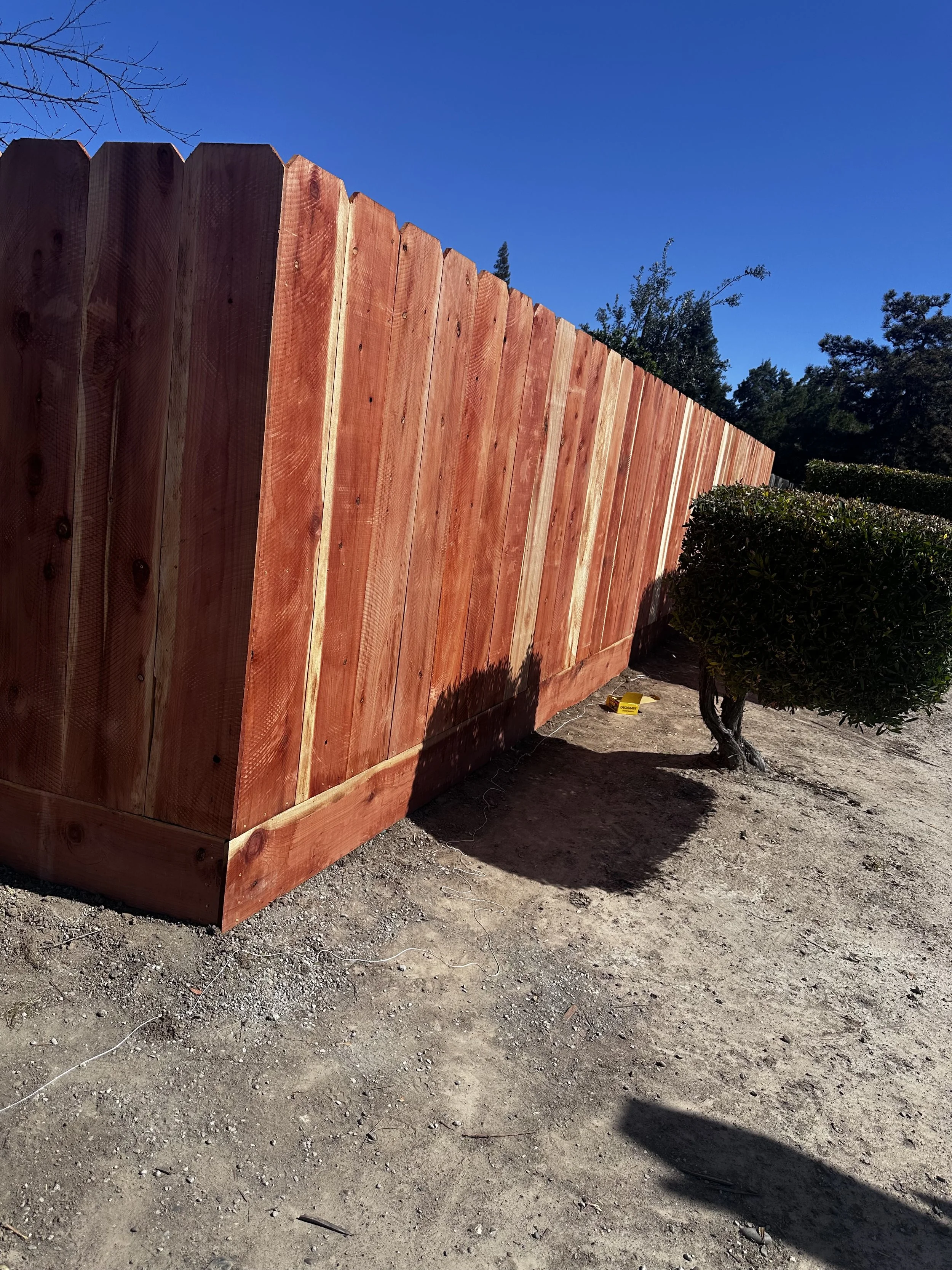 Beautiful New Redwood Privacy Fence Installation