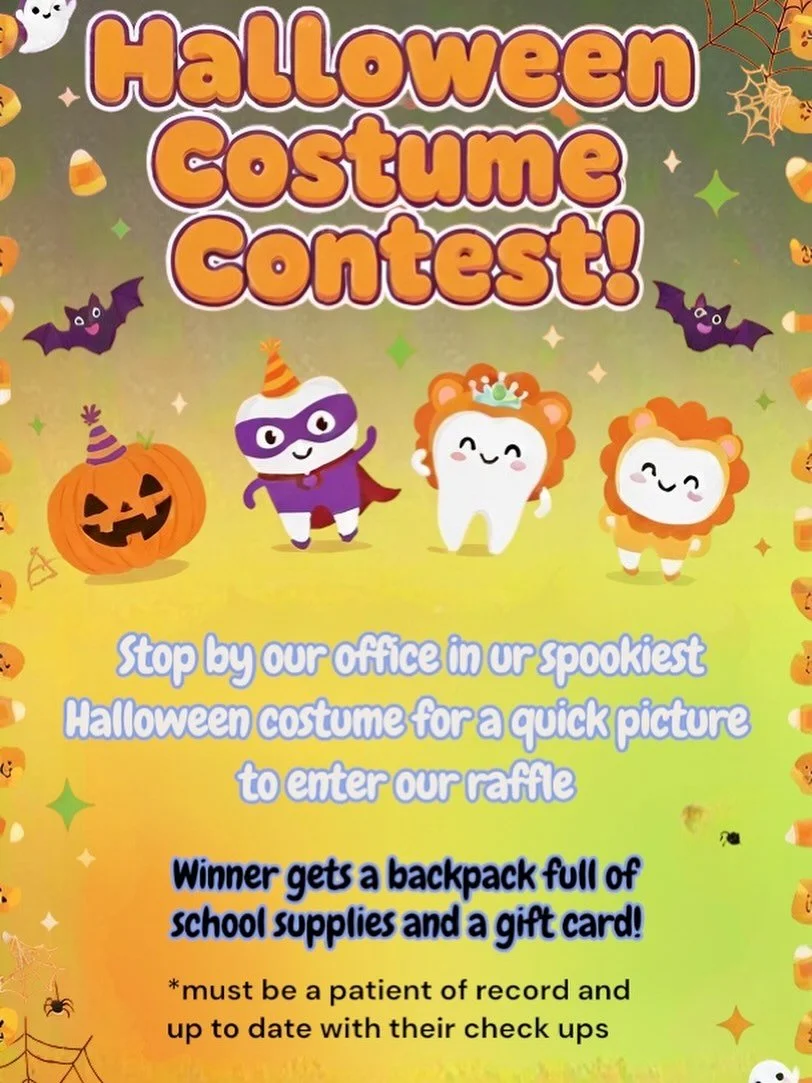 Stop by High Five Pediatric Dentistry in your Halloween costume, snap a quick pic, and you’ll be entered into our raffle! β¨
The winner will take home a backpack full of school suppliesβοΈ + a gift card π³!
π¦·Must be a patient of record and up t