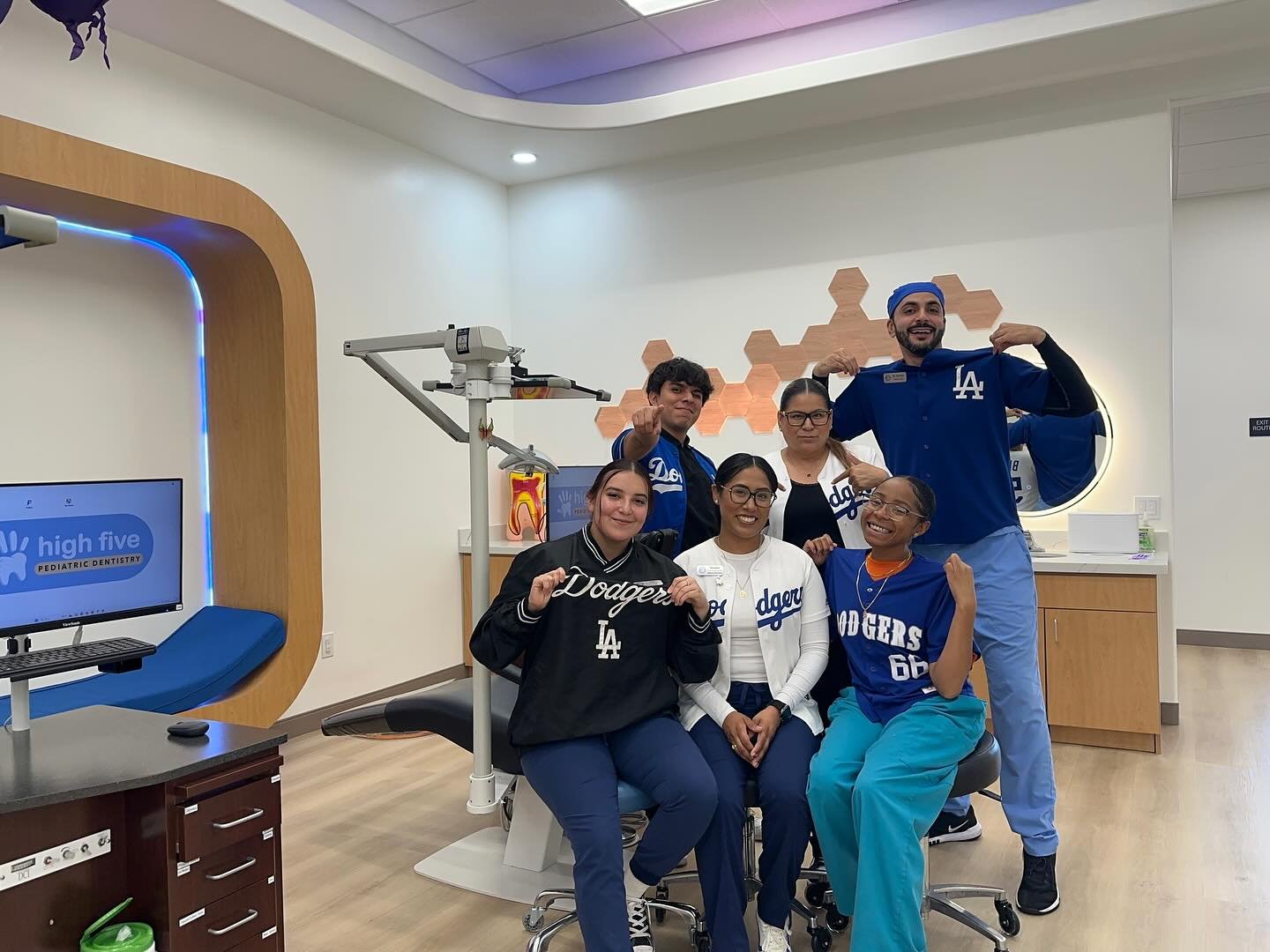 The High Five team is cheering on the @dodgers! Go Dodgers! 💙🧢⚾️