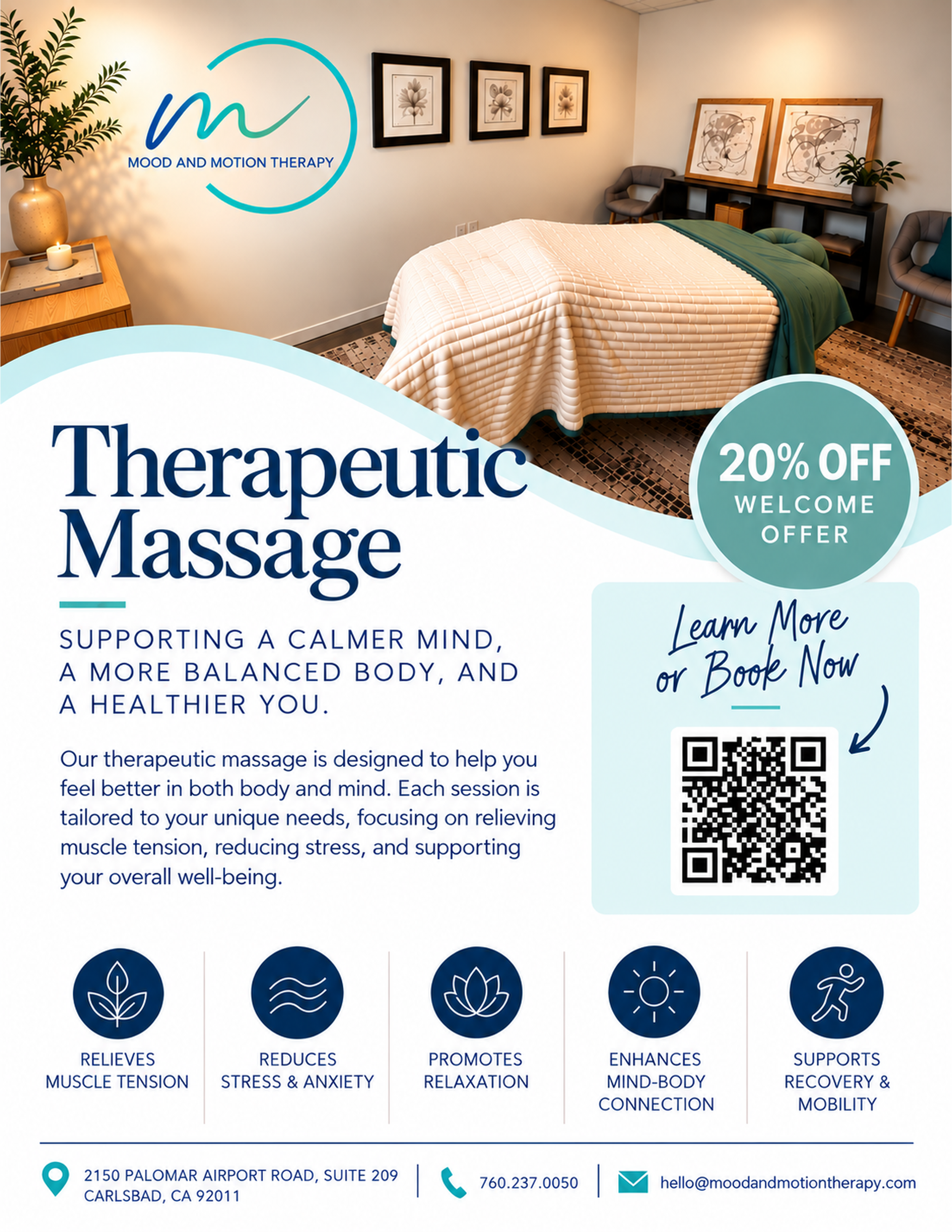 Therapeutic Massage at Mood and Motion Therapy in Carlsbad, CA