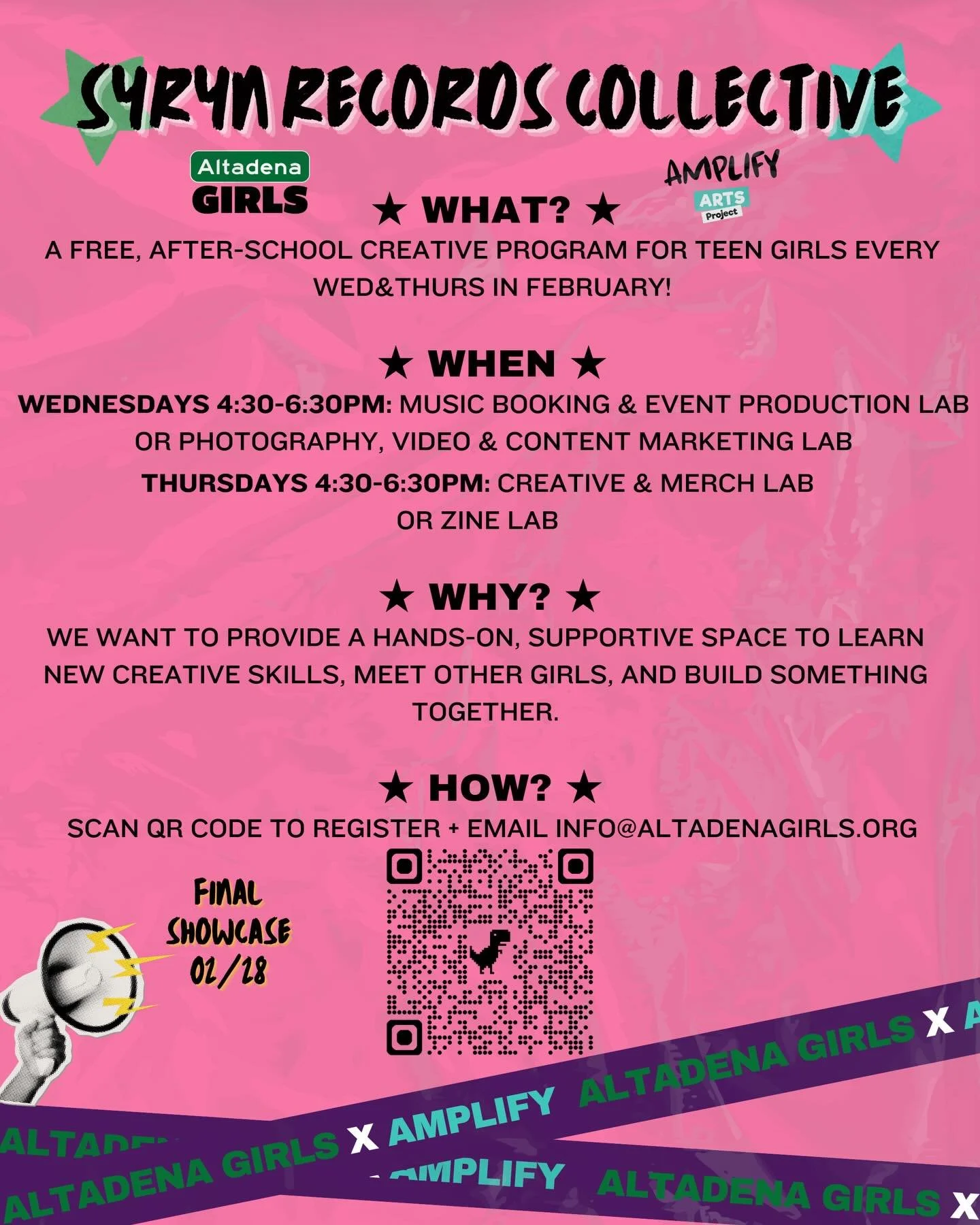 Altadena Girls x @amplify_arts_project 💕 We are excited to introduce our partnership that will provide creative classes throughout the month of February 🎨📸👚🖌️ Girls 13-17: click the link in our bio to sign up!