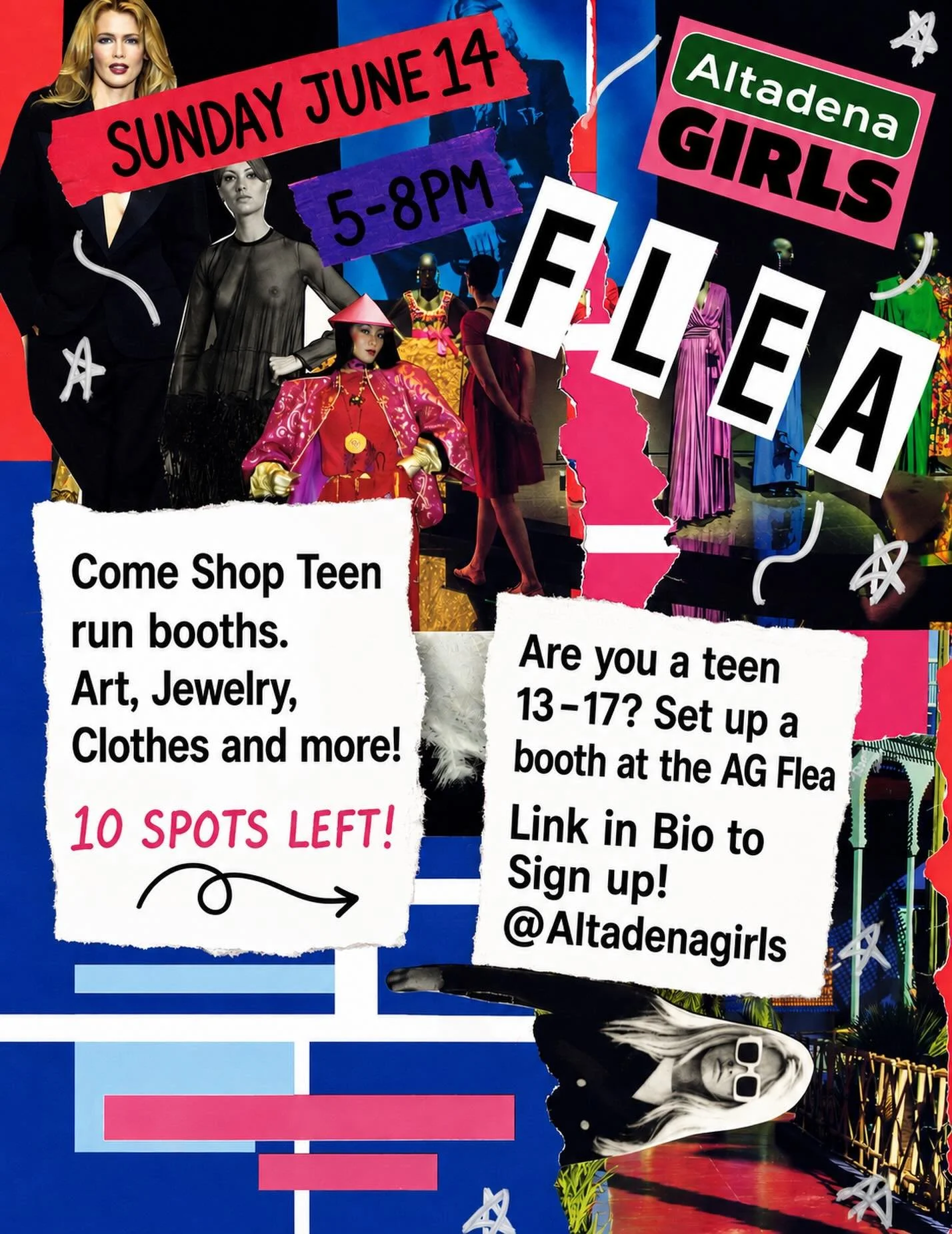 Your summer job could never.

Altadena Girls Flea Market 
June 14 &bull; 5&ndash;8 PM

Shop teen-run booths with clothes, jewelry, art, vintage finds, and other things you&rsquo;ll convince yourself you absolutely need.

Want a booth?

Only 10 spots 