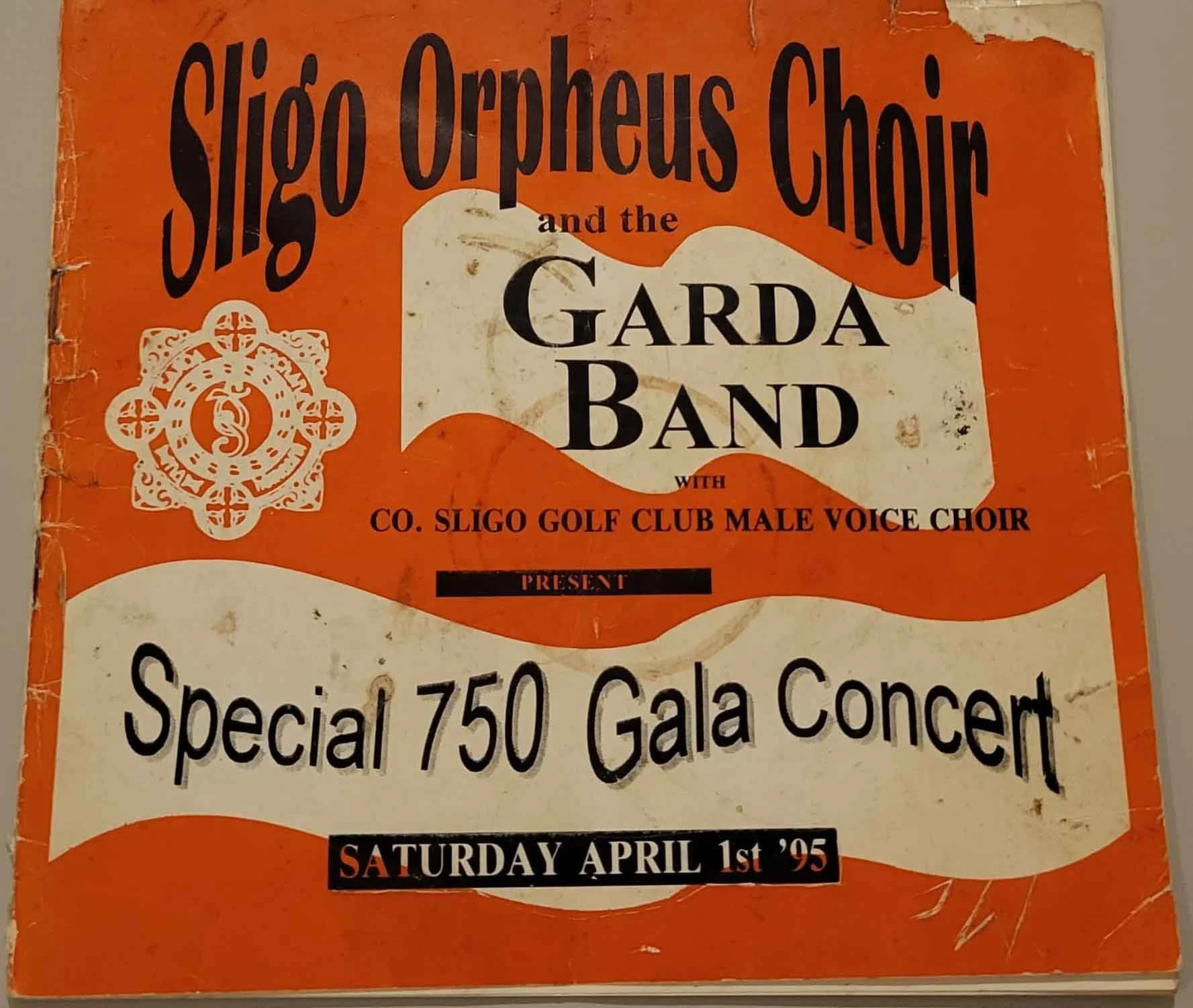 Ticket from Sligo Orpheus Choir performance with the Garda Band, 750 Gala Concert April 1995