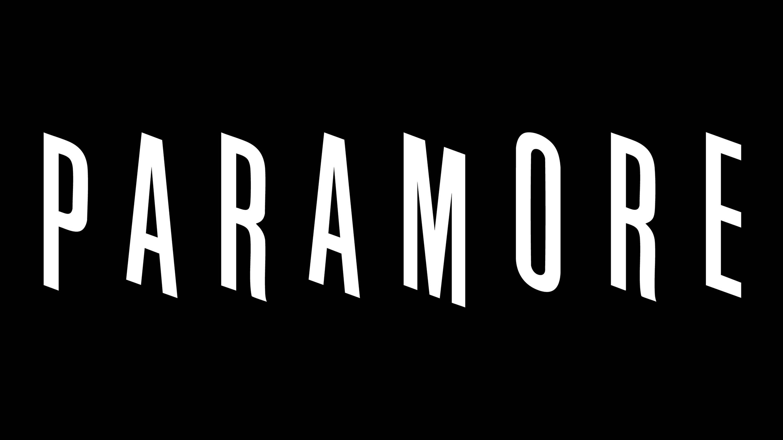 Paramore logo on a black background.