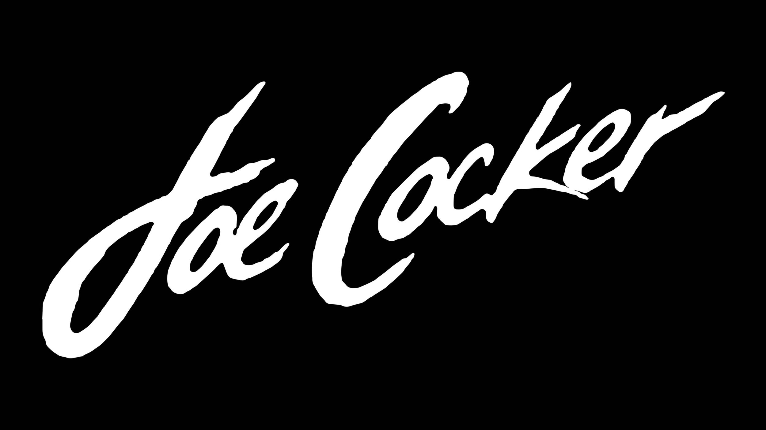 "Joe Cocker" in white script on black background