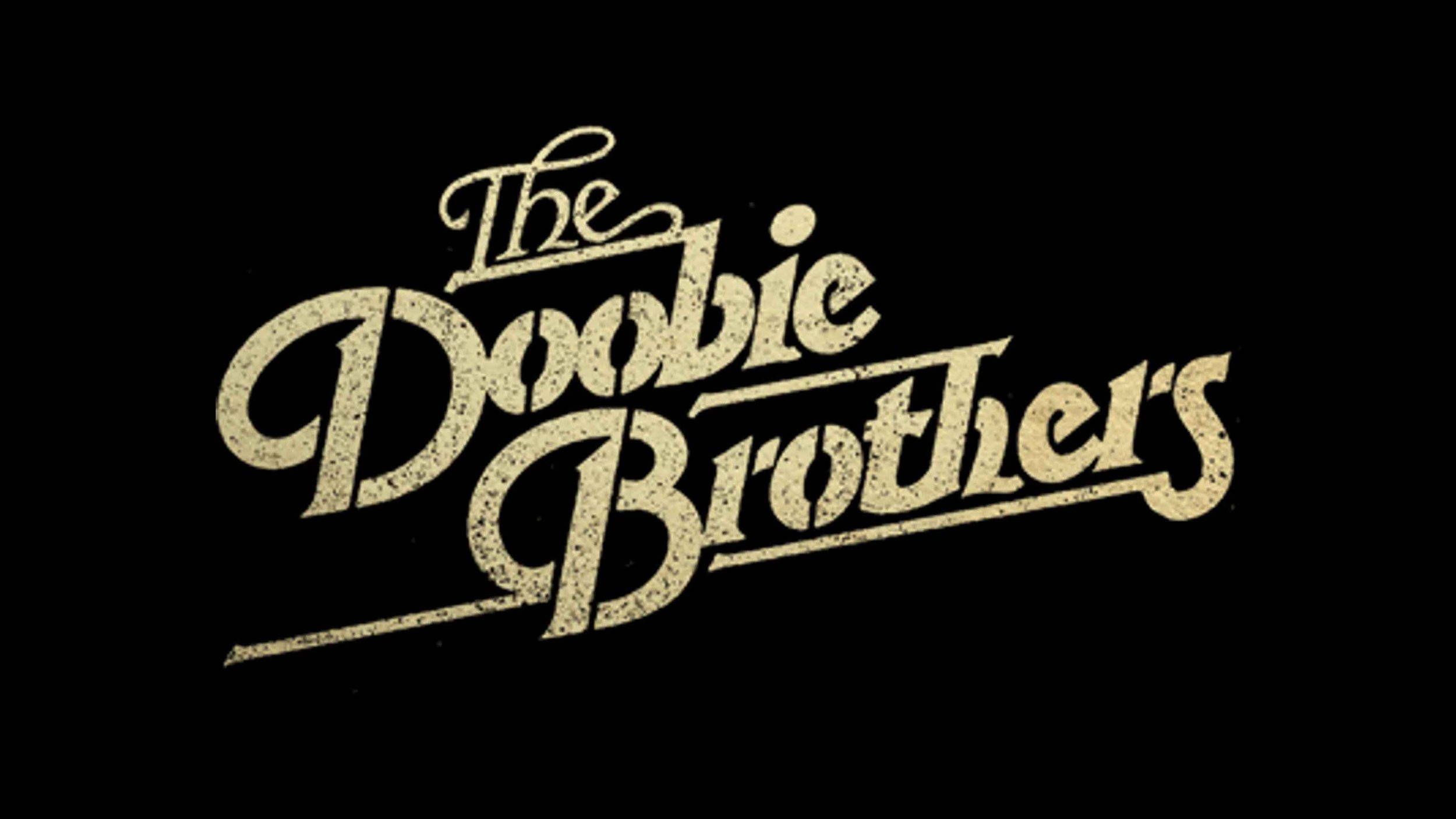The Doobie Brothers logo with vintage font on a black background.