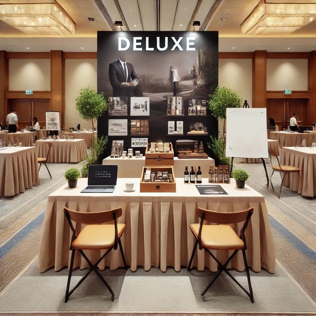 Exhibition booth with a large