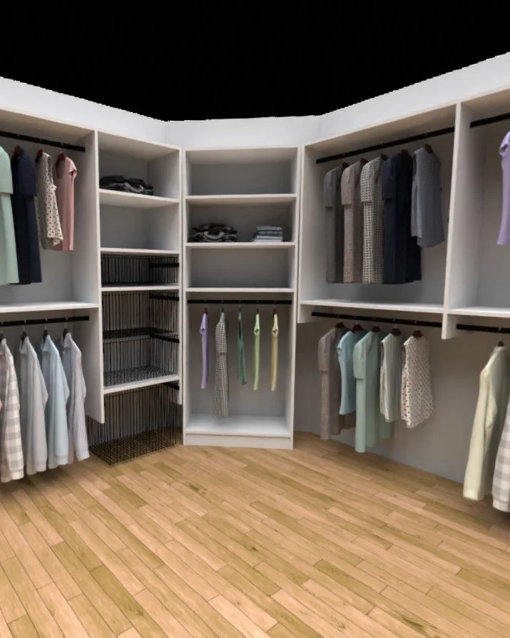 We are excited to share some progress pictures of this primary suite walk-in closet and laundry space! Stay tuned for the final results! 

#InteriorDesign #interiordesign #details #mninteriordesigner #remodel #customclosets #design #storagesolutions 