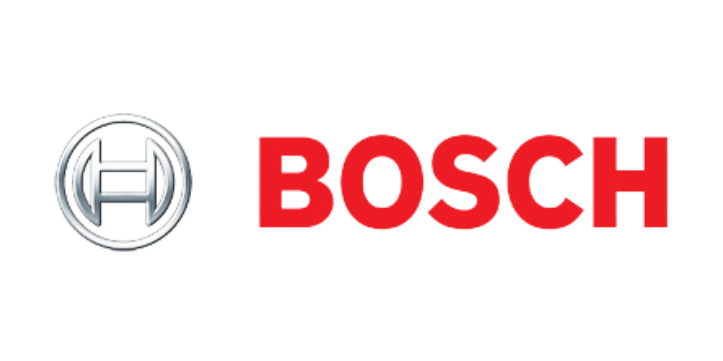 Bosch logo with a stylized silver circular emblem featuring the letter 'H' and the word 'BOSCH' in bold red capital letters