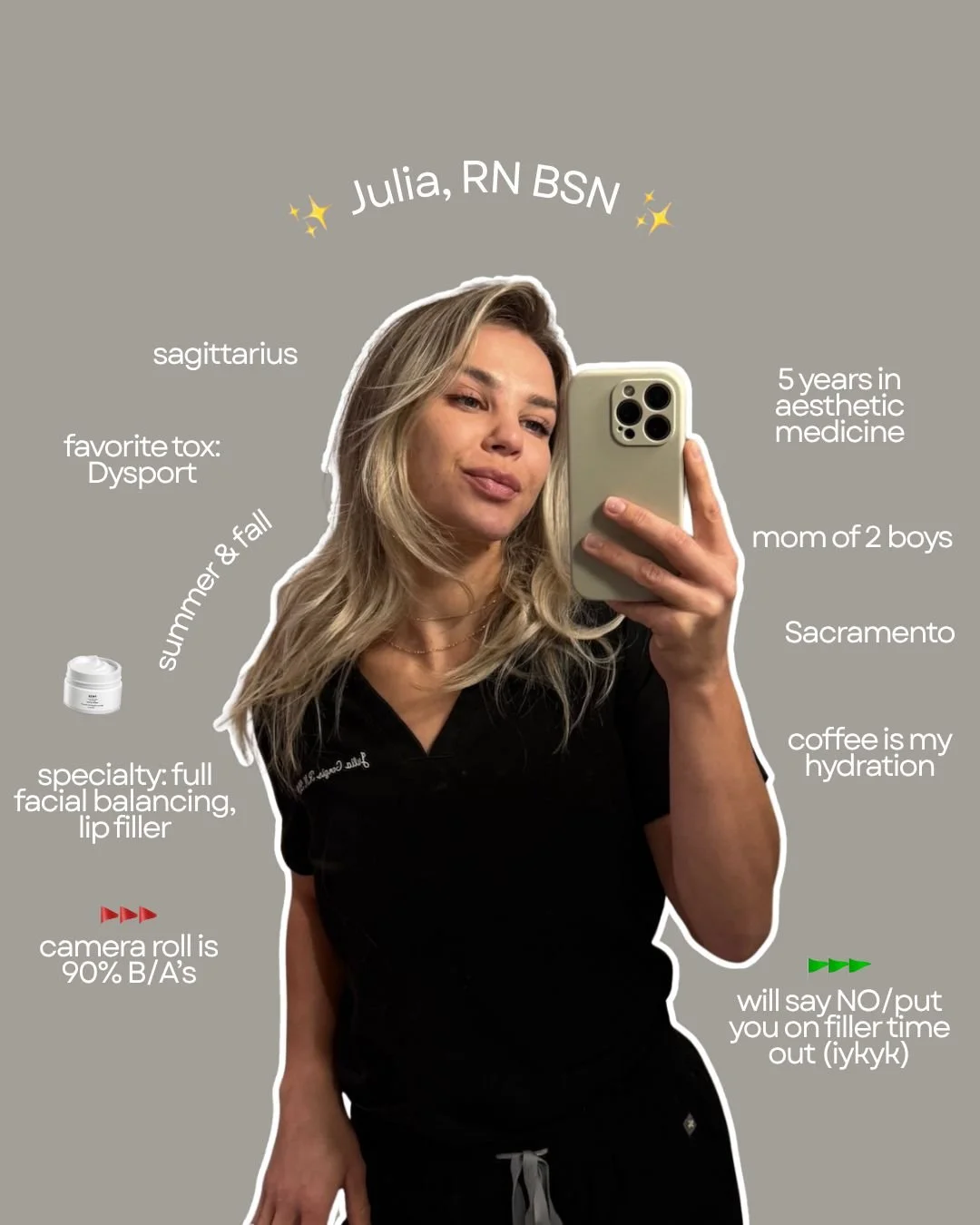 ✨ Hi, I&rsquo;m Julia, your aesthetic nurse injector ✨

I&rsquo;m all about natural, balanced results that enhance your features, never overdone.

Whether it&rsquo;s a subtle chin tweak, a little lip love, or smoothing out fine lines and wrinkles, my