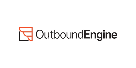 OutboundEngine logo with black and gray text and a red stylized outgoing arrow symbol.