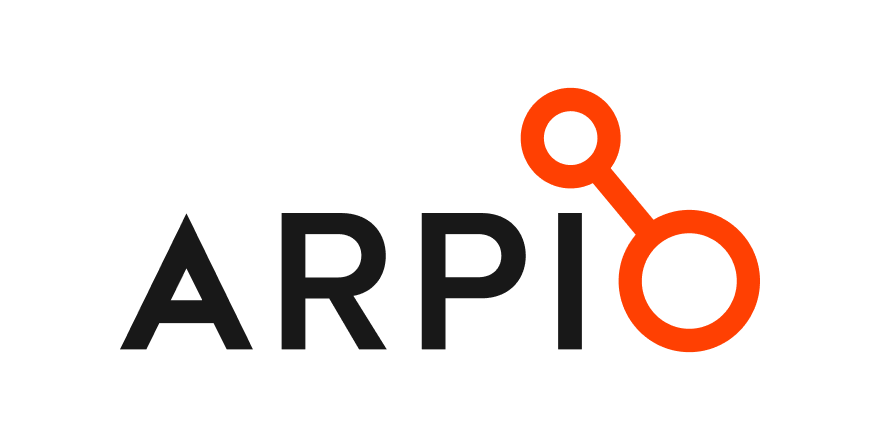 Logo with the word 'ARPI' and a stylized orange interconnected circles symbol.
