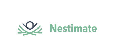 Nestimate logo featuring a stylized nest and green text.