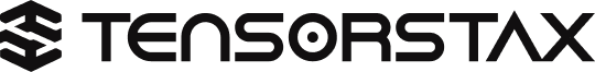 TensorStax logo with black background