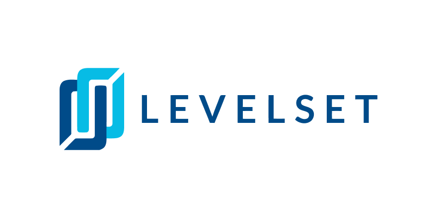 Levelset logo with stylized geometric shape in blue shades and the word 'LEVELSET' in uppercase letters.