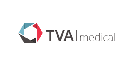 TVA Medical logo with a geometric icon in blue, gray, and red, and the company name in gray text.