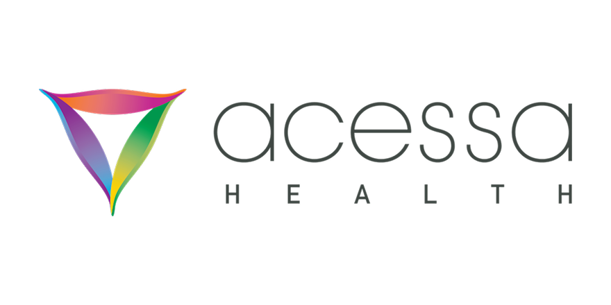 Colorful logo with a stylized triangular shape and the text 'acessa health'