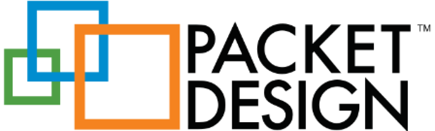 Logo with three interconnected colored squares and the text 'Packet Design'.