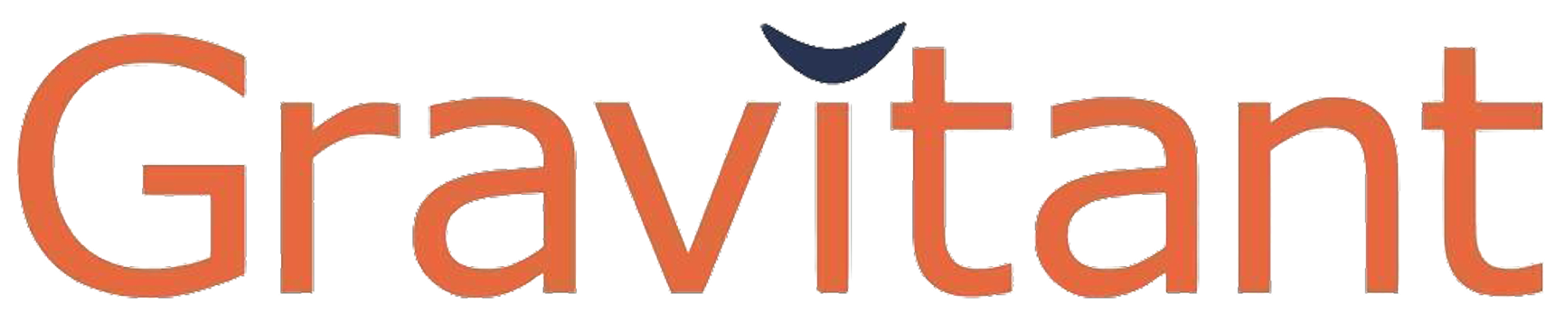 Logo with the word 'Gravity' in large orange letters, a black crescent moon above the 'v', and a small yellow star above the 'a'.