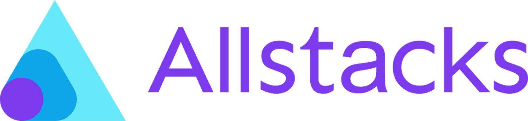 AllStacks logo with a blue triangular shape and purple circles