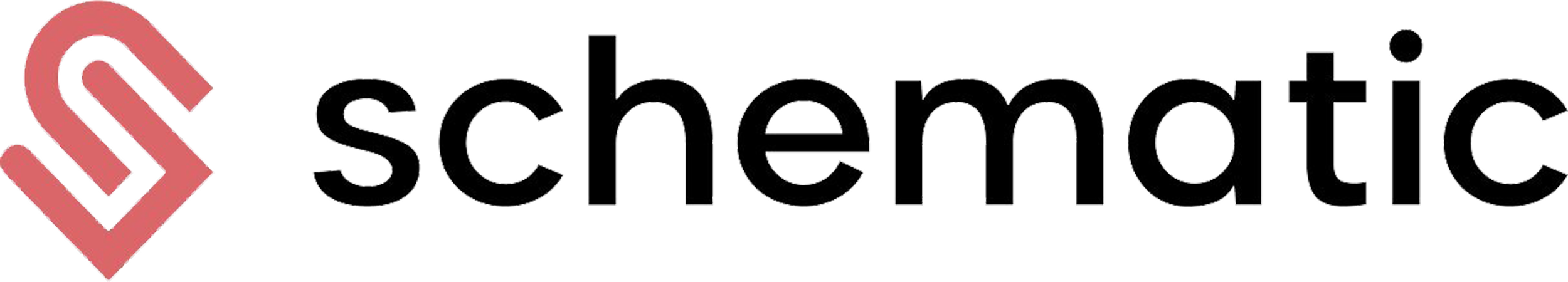 Schematic logo with black and coral colors