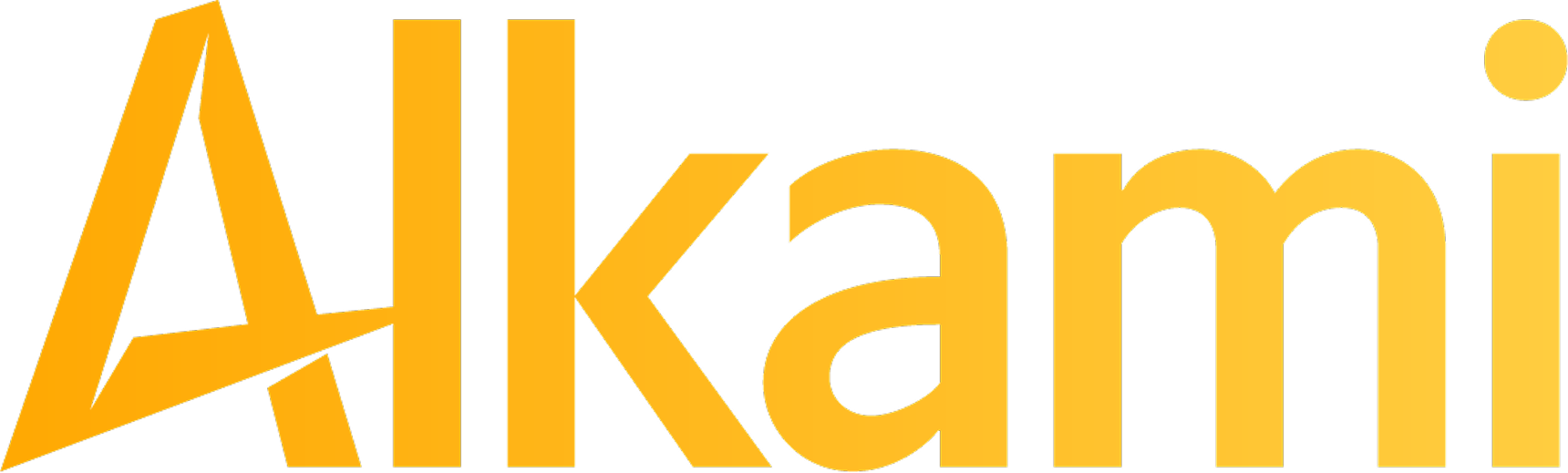 The word 'Alkami' written in large, bold, yellow letters with a stylized font on a black background.