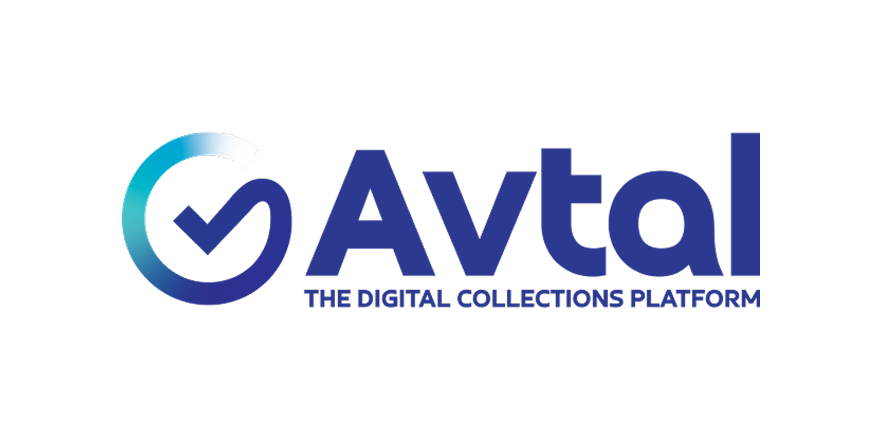Logo for AVTA, The Digital Collections Platform, featuring a checkmark inside a stylized circle with a gradient blue and red color scheme.