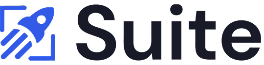 Logo of a blue rocket icon with the word 'Suite' written beside it.