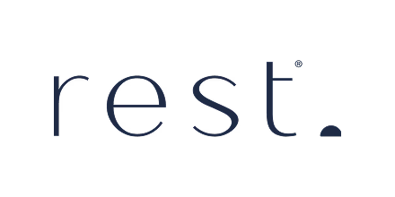 The word 'rest.' written in lowercase letters with a period.
