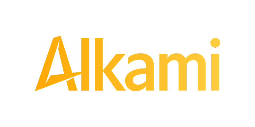The word 'Alkami' in bold yellow text on a black background.