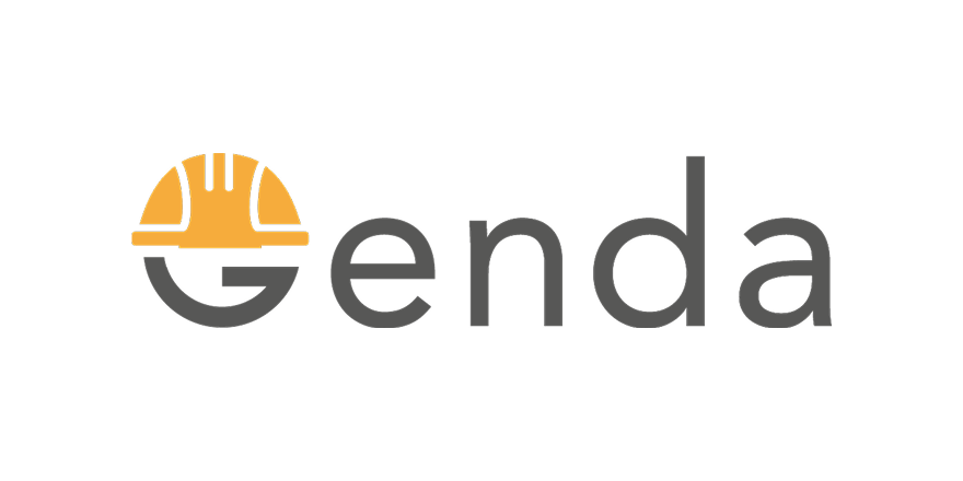 Logo with an orange construction helmet above the letter 'e' in the word 'agenda'