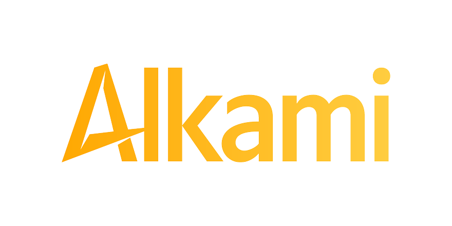 The word 'Alkami' in bold yellow text on a black background.