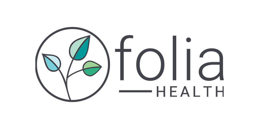 Folia Health logo with a circular emblem containing stylized leafy branches and the company name in modern gray font.