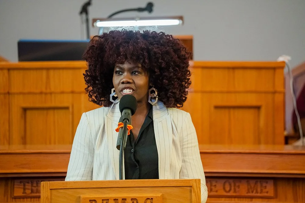 Abre’ Conner, Director of Climate and Environmental Justice at NAACP and Advisor at Counterstream Media, giving a powerful call to action to the congregation.