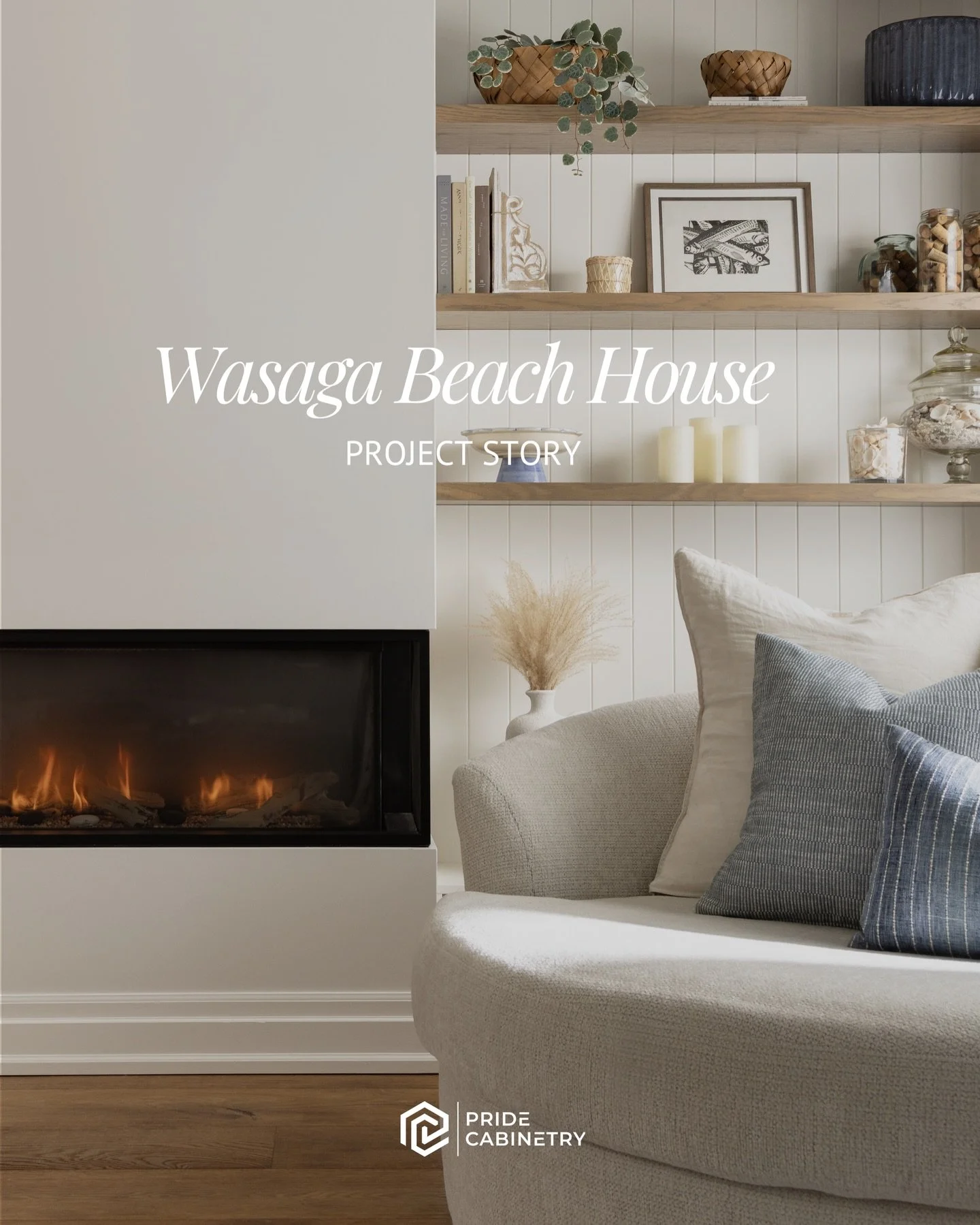 When a client can&rsquo;t decide between beach house and European ski chalet, we give them both. ⁠
⁠
Say &lsquo;hello&rsquo; to Project Wasaga Beach House - the perfect blend of airy and inviting. ⁠
⁠
Blue hues, white shiplap and floating oak shelves