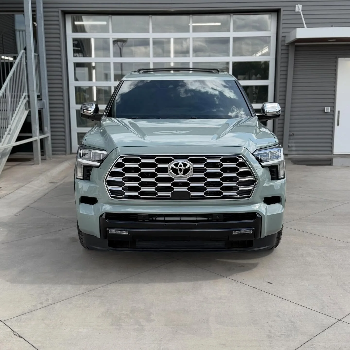 Full Front PPF &amp; 7 year Ceramic Coating on this 2026 Sequoia 1794 Edition. 

What is protected with film?
Hood, Fenders, Headlights, Side Mirrors, Front Bumper

What has Ceramic Coating?
We applied our 7 year ceramic coating to all painted surfac