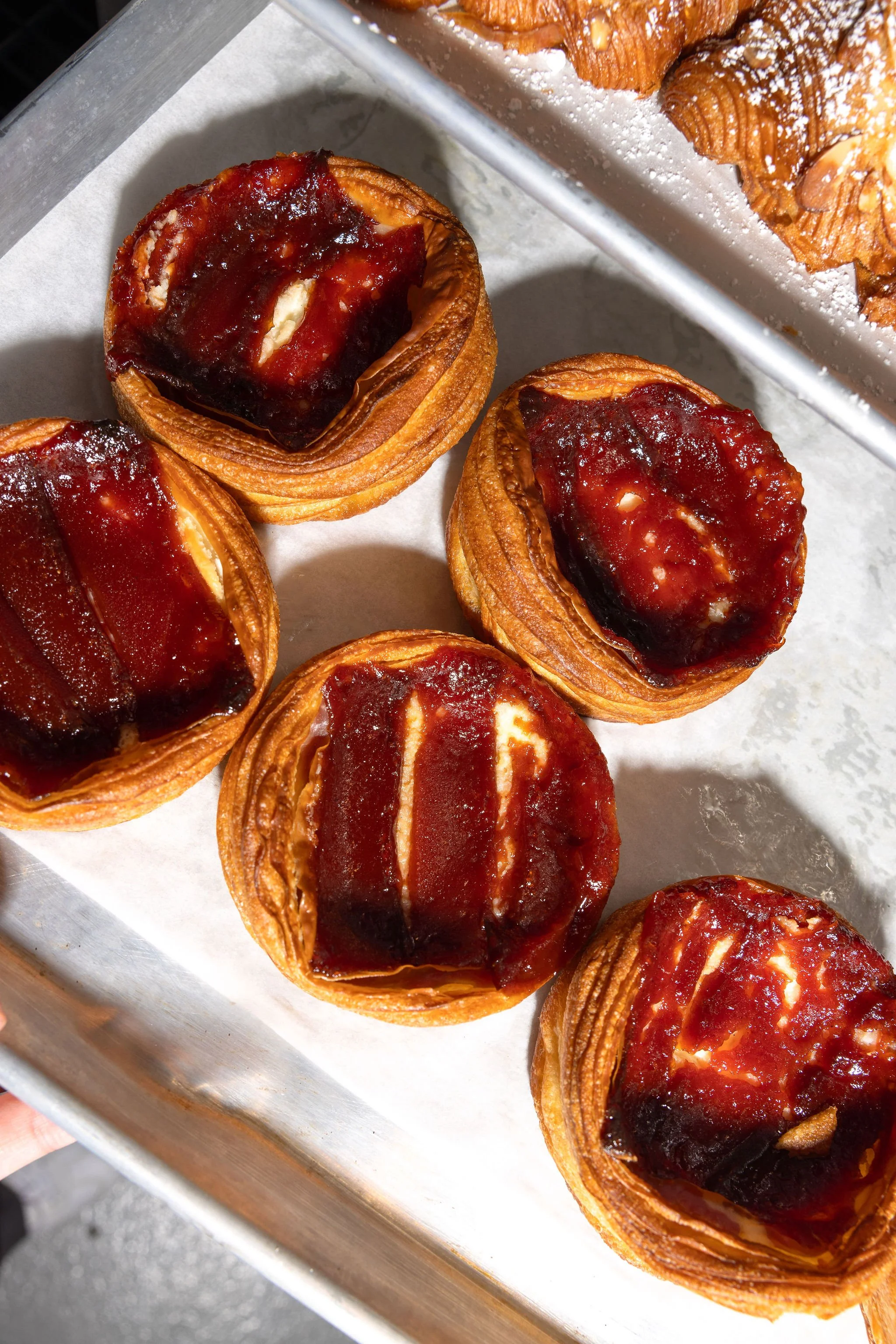 a tray of guava and cheese danishes