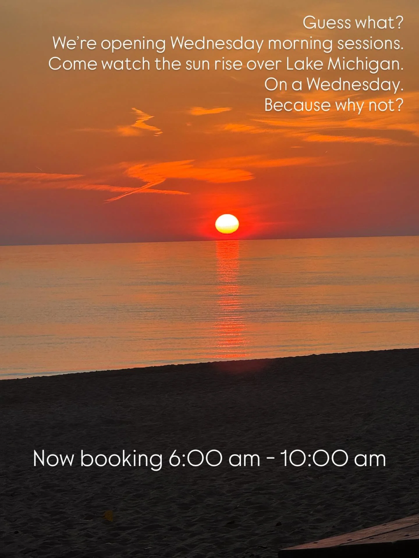 Join us for a sunrise sauna session this Wednesday from 6:00am- 10:00am 🌅