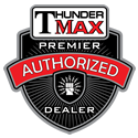 Thunder Max Premier Authorized Dealer badge with black and red design