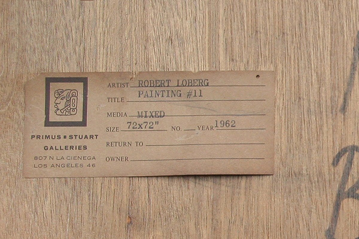 Back label on a fine art painting.