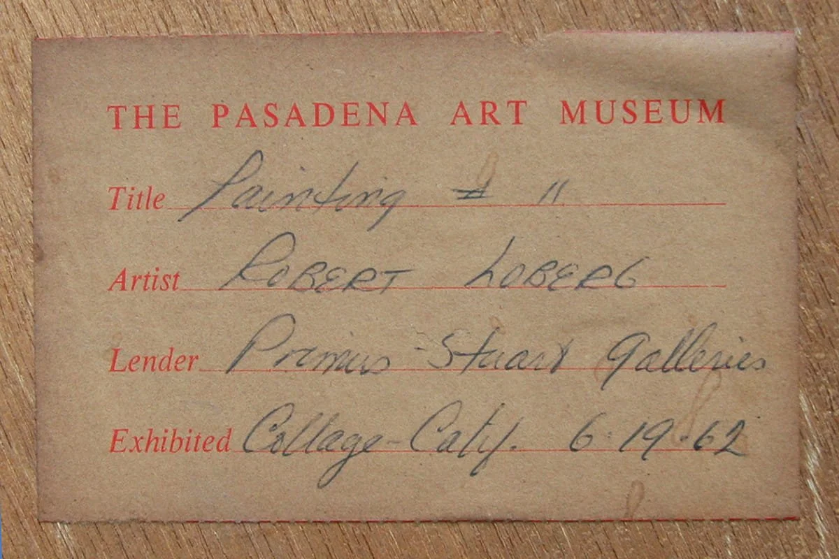 Close up of an art museum back label.
