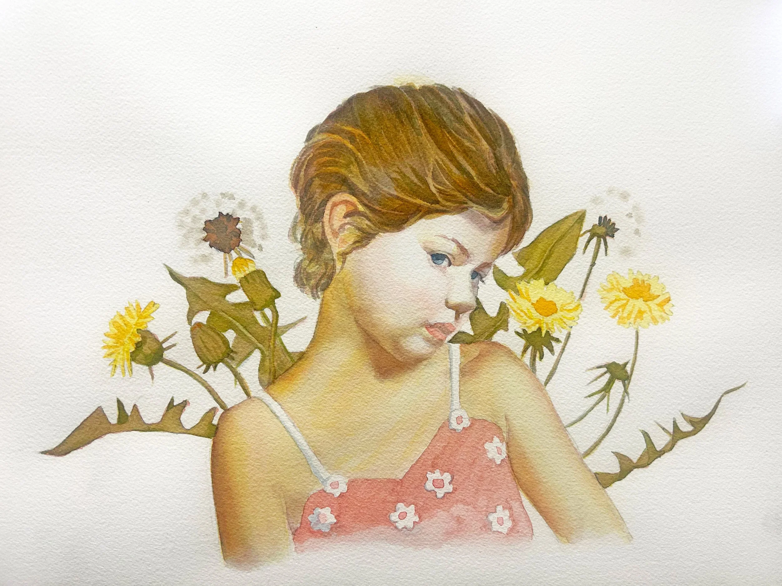 Daisy, 12" x 18", Watercolor, Spring 2025