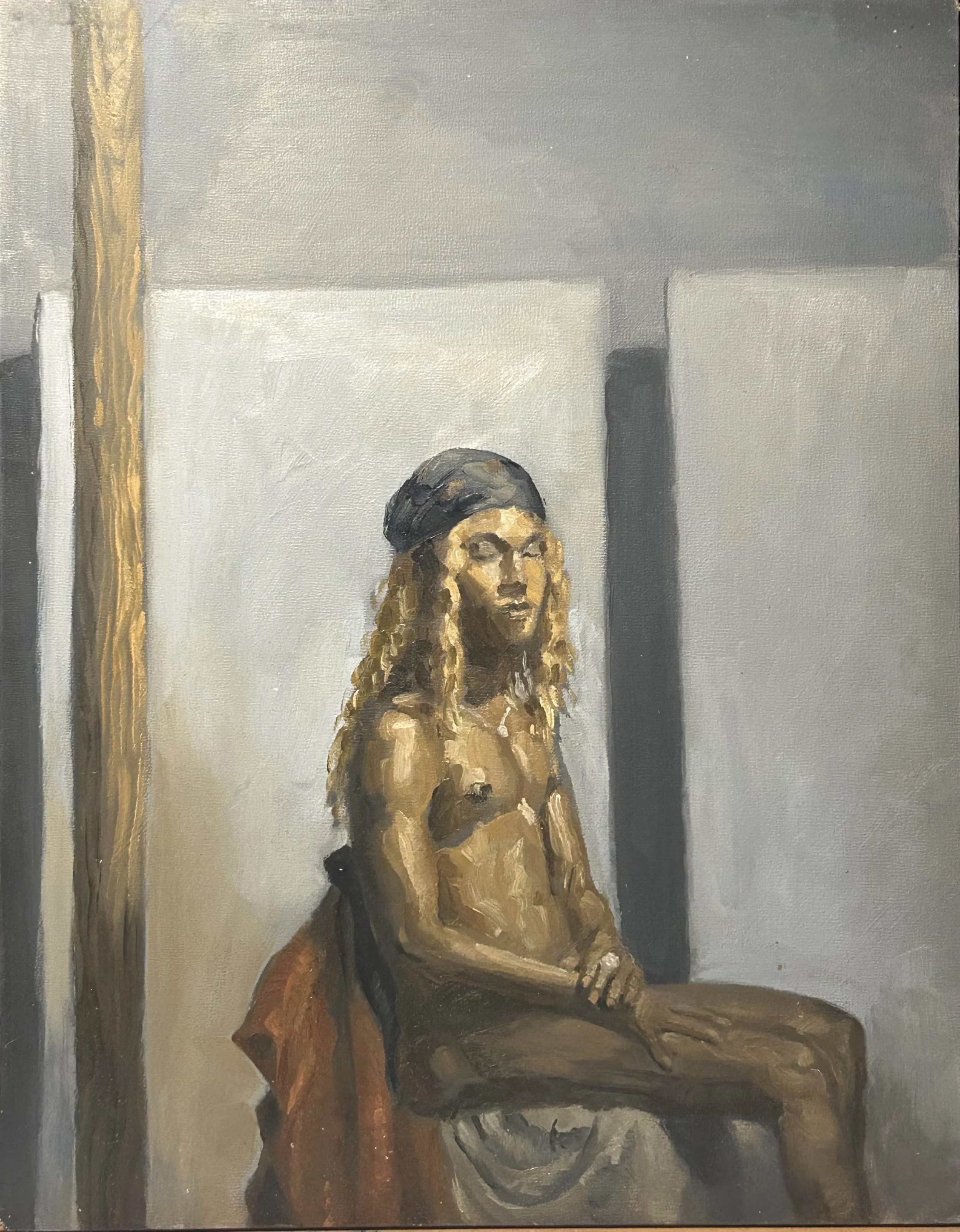 Disrobed, 10" x 8", Acrylic and Ink, June 2025